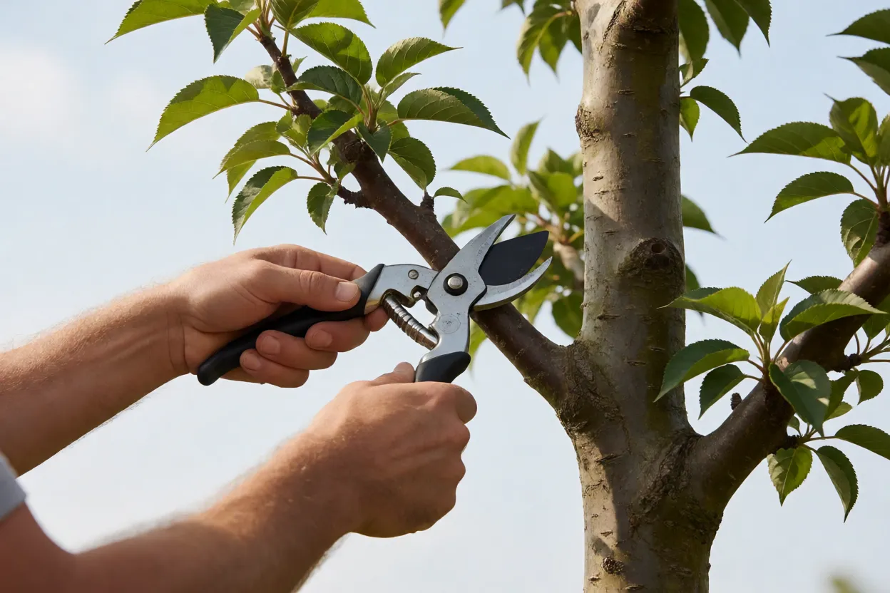 Poda de &aacute;rvore frut&iacute;fera em forma&ccedil;&atilde;o