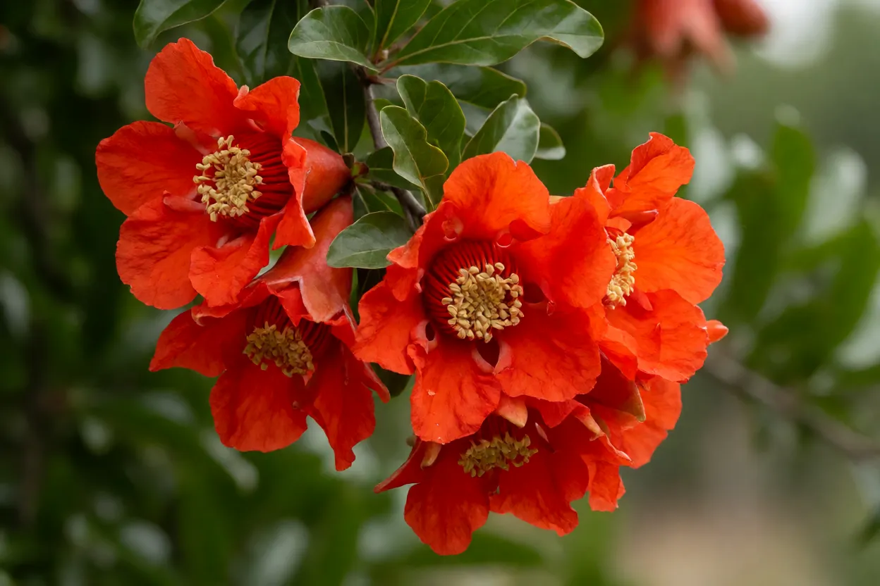 Rom&atilde;zeira com flores alaranjadas em forma de trombeta