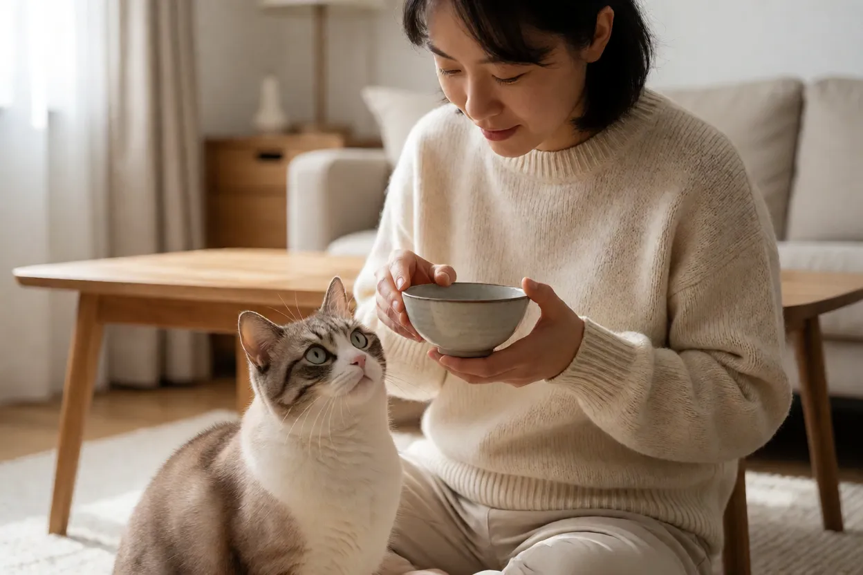 7 Curiosidades Sobre Gatos que Vão Surpreender Você Gato miando com boca aberta olhando para o tutor
