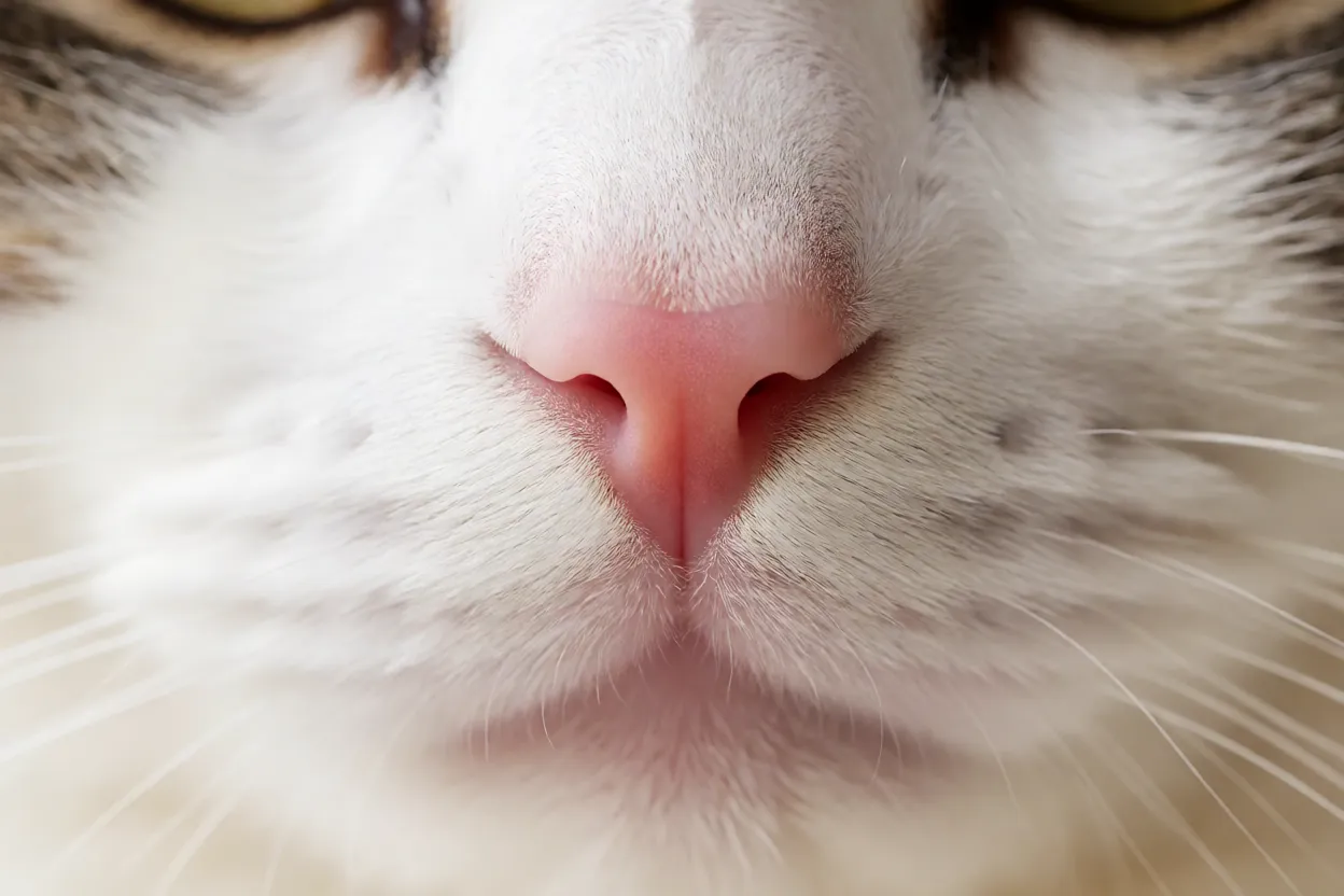 7 Curiosidades Sobre Gatos que Vão Surpreender Você Close-up do nariz de um gato mostrando textura