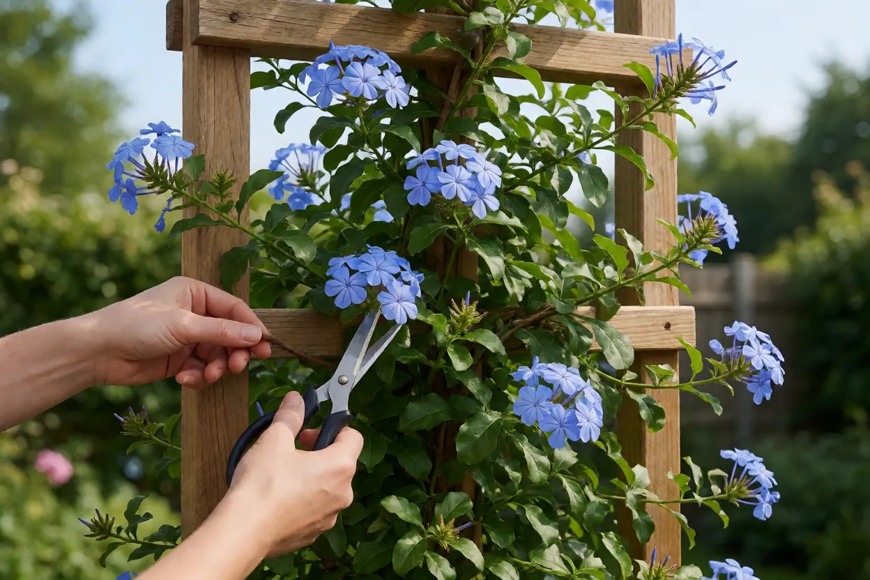 Poda e condu&ccedil;&atilde;o de plumbago em jardim