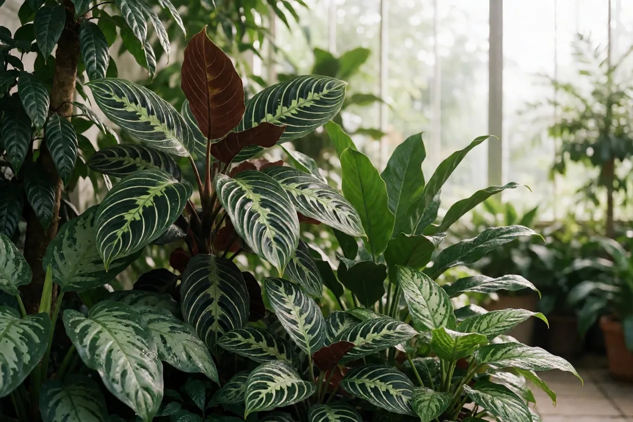 Estufa ou jardim de inverno com plantas exigentes