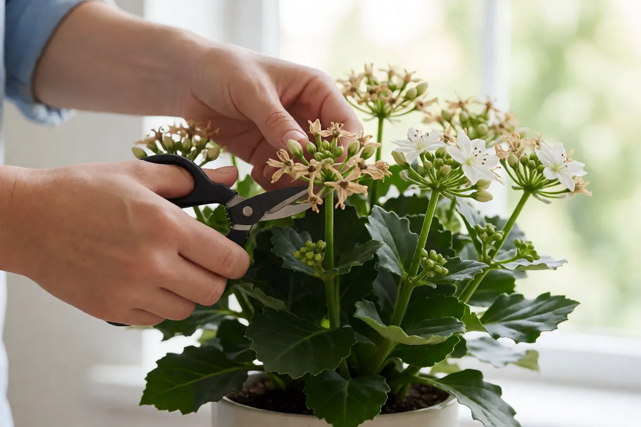 7 plantas floridas para interiores que vão alegrar sua casa Planta florida de interior sendo cuidada para nova floração