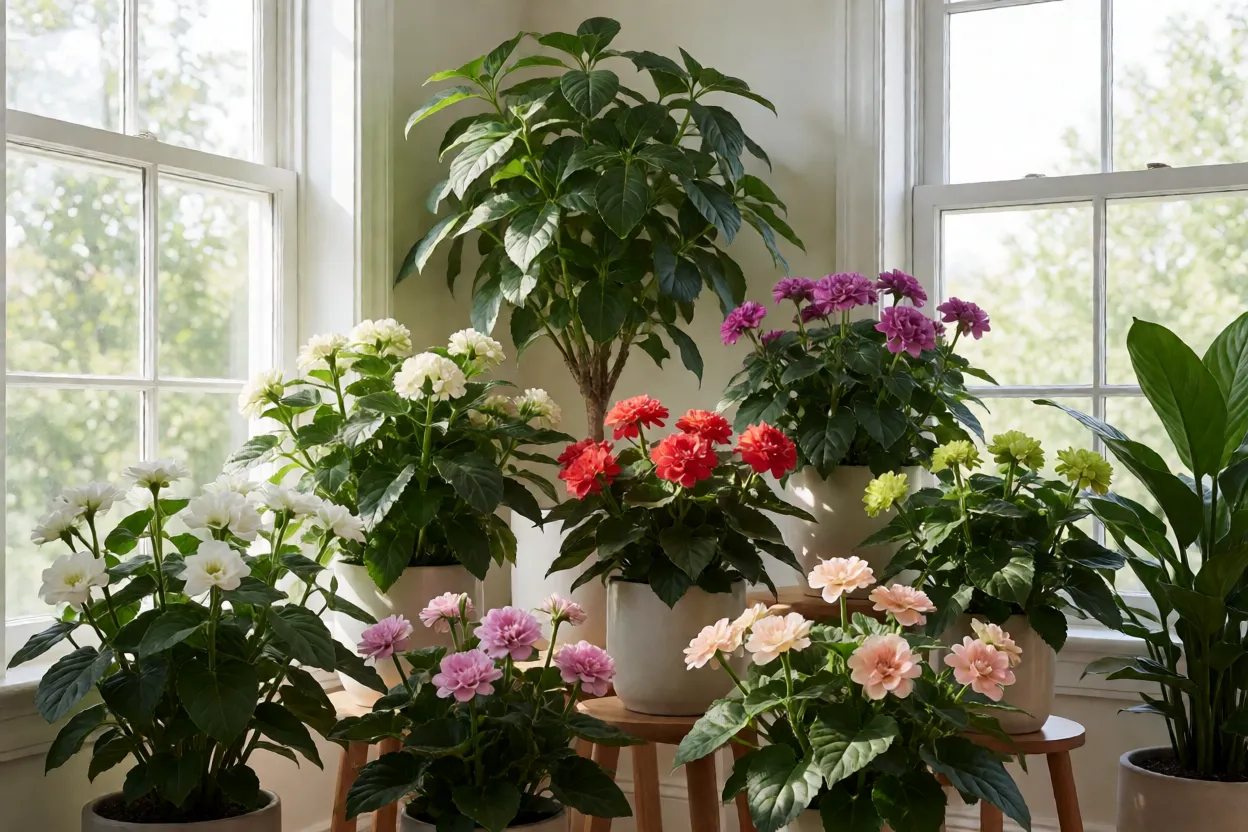 7 plantas floridas para interiores que vão alegrar sua casa Coleção de plantas floridas saudáveis em ambiente interno