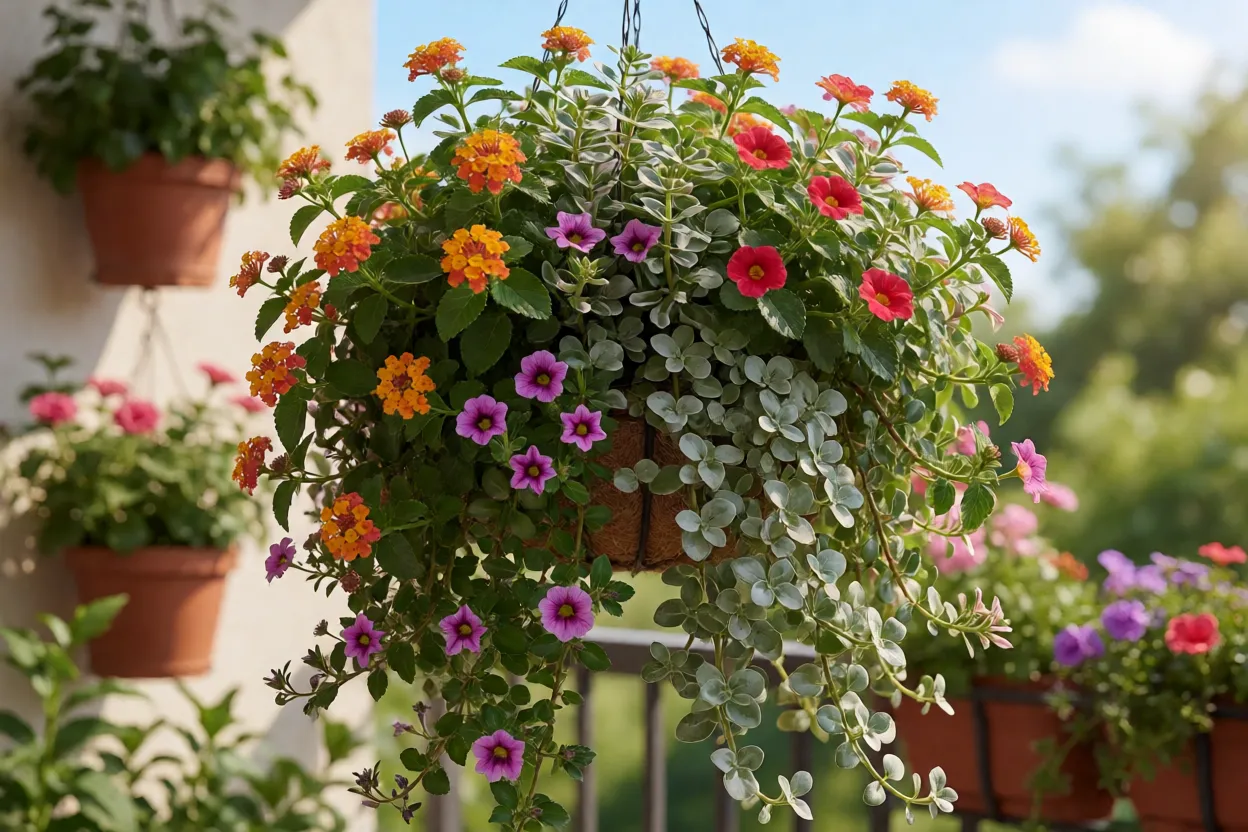 7 plantas para cestos suspensos que não murcham no calor do verão