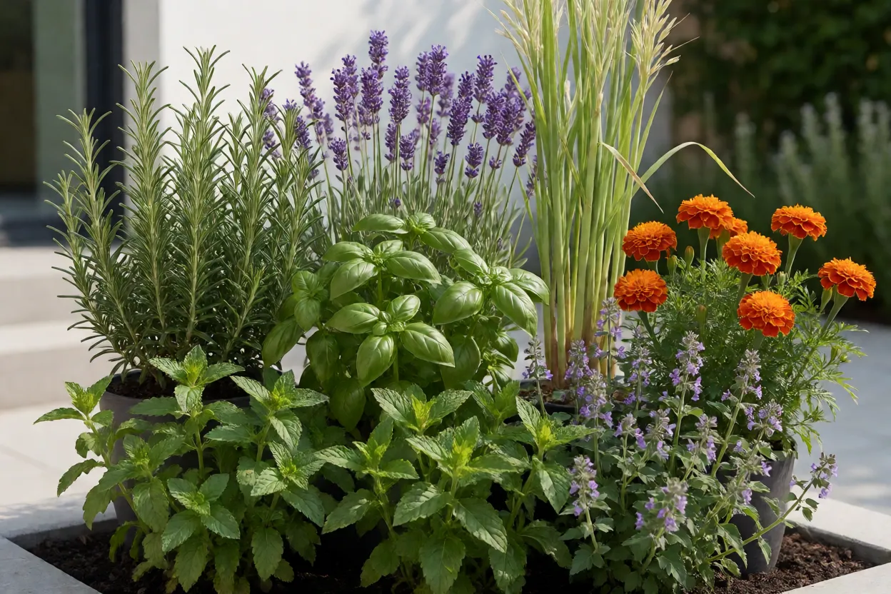 Cole&ccedil;&atilde;o de plantas arom&aacute;ticas usadas em jardins dom&eacute;sticos