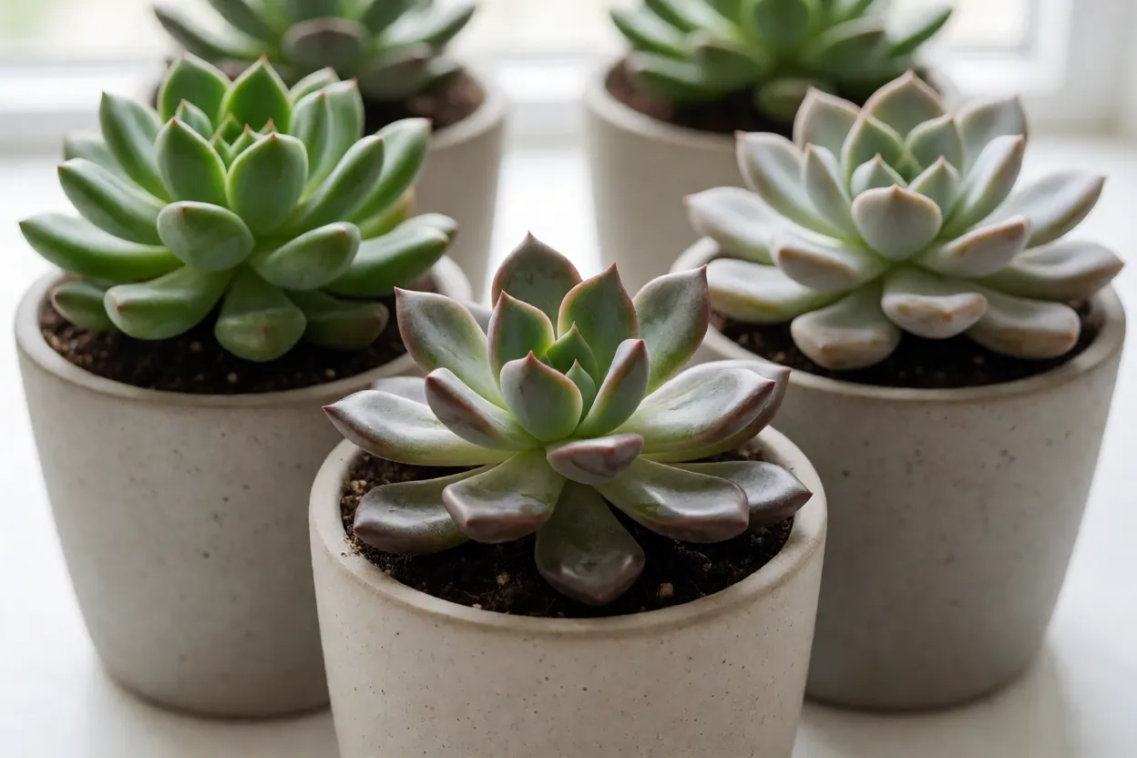 Compara&ccedil;&atilde;o visual de folhas de plantas suculentas com diferentes n&iacute;veis de hidrata&ccedil;&atilde;o