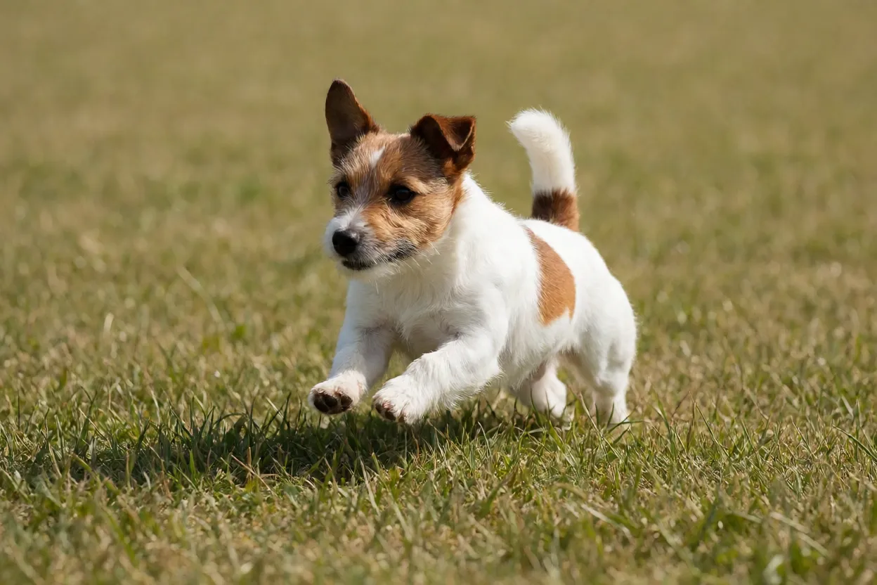 Jack Russell Terrier correndo em alta velocidade