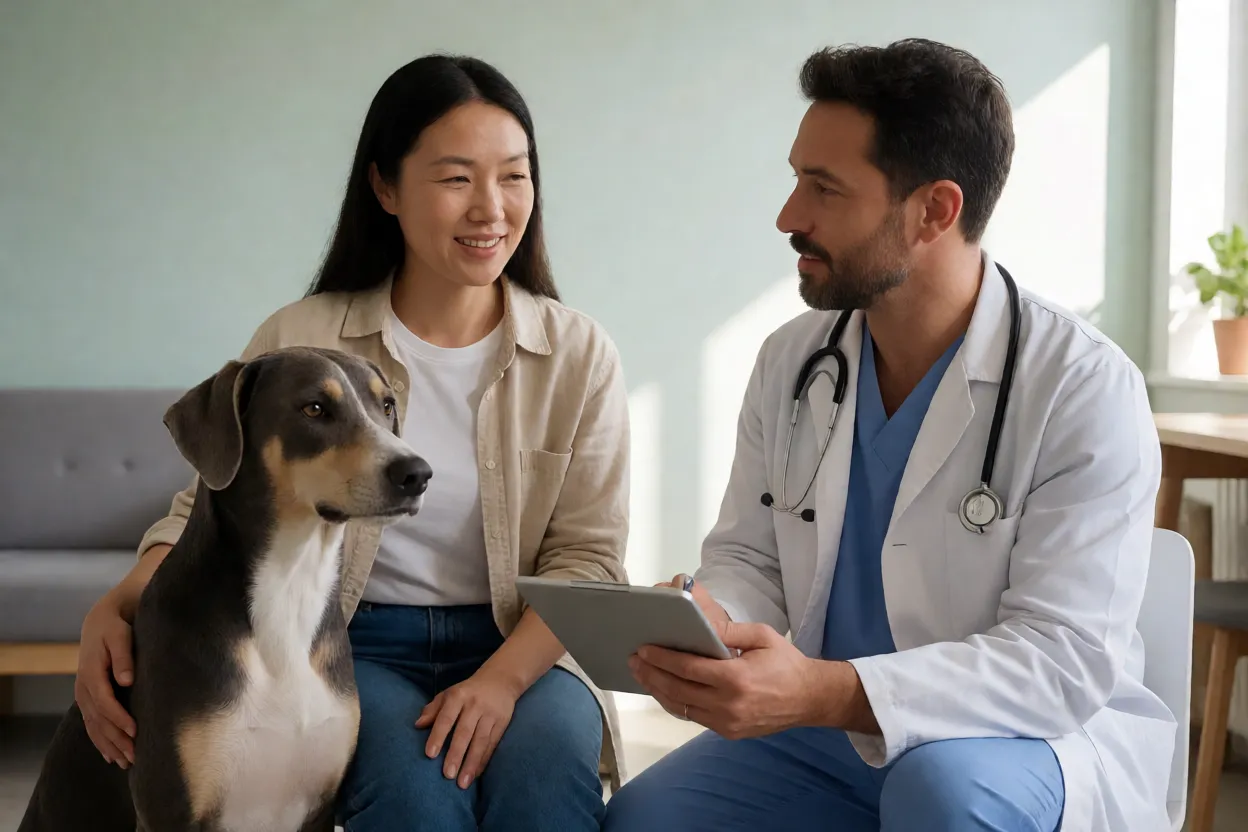Pessoa tirando d&uacute;vidas sobre ra&ccedil;as r&aacute;pidas de cachorro