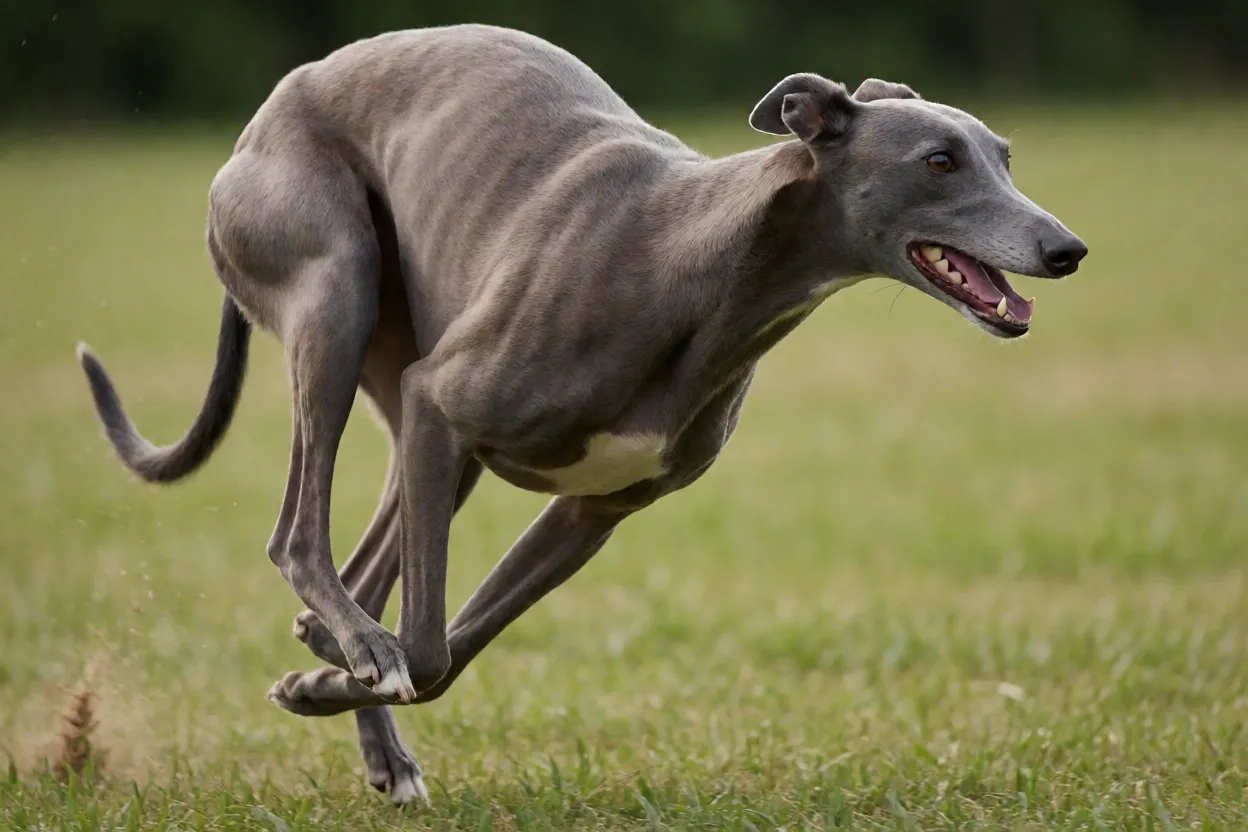 Galgo Ingl&ecirc;s greyhound em corrida de alta velocidade