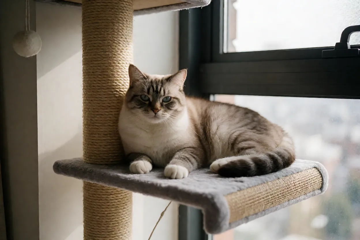 7 Raças de Gatos mais Calmas para Quem quer um Pet Tranquilo Gato calmo vivendo confortavelmente em apartamento