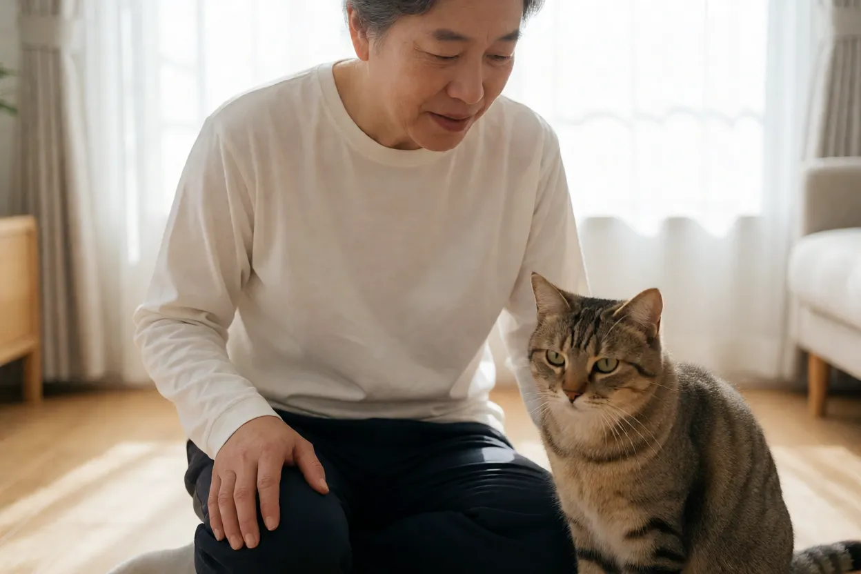 7 Raças de Gatos mais Calmas para Quem quer um Pet Tranquilo Tutor avaliando características de um gato antes da adoção