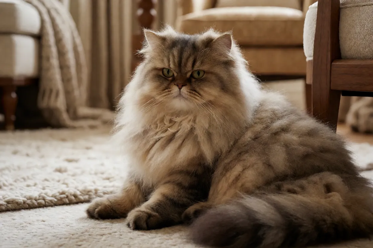 7 Raças de Gatos mais Calmas para Quem quer um Pet Tranquilo Gato Persa de pelo longo descansando em ambiente doméstico