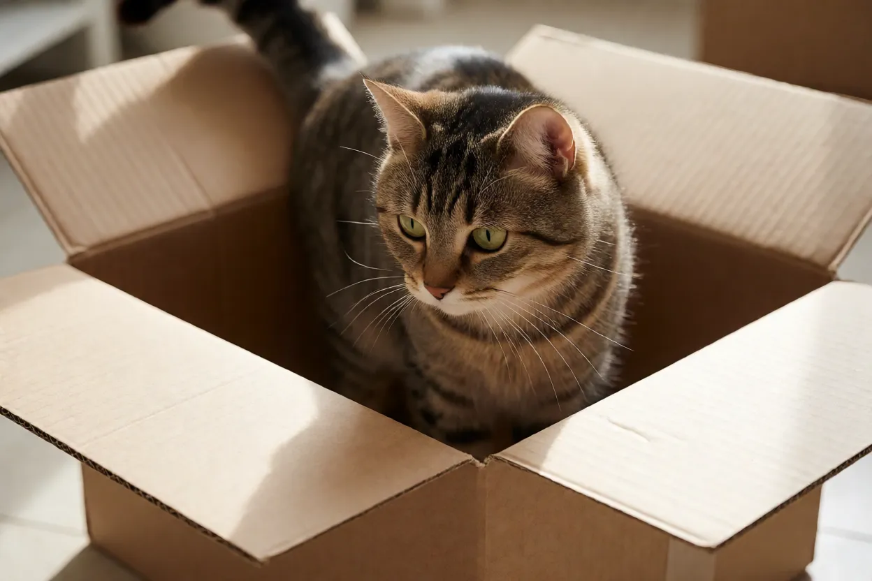 7 Raças de Gatos mais Inteligentes e Curiosas Gato curioso investigando uma caixa e objetos novos