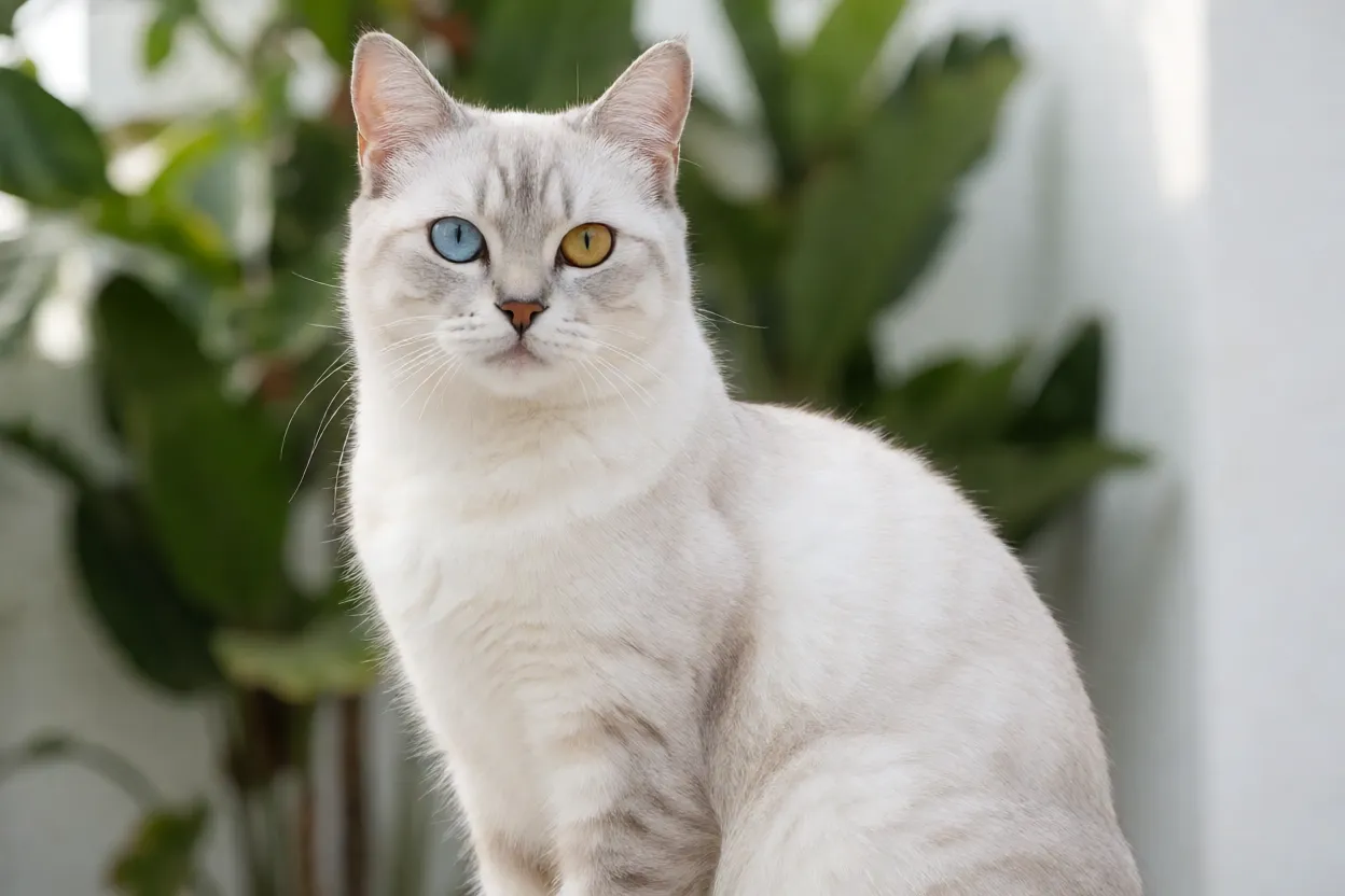 7 Raças de Gatos Raras que Muita Gente Não Sabe que Existe Gato Khao Manee branco de olhos diferentes