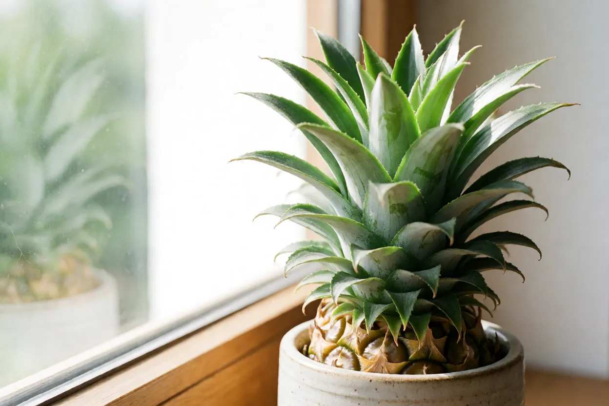 Abacaxi-ornamental: cores das folhas, características e como cultivar Abacaxi-ornamental em vaso perto de janela dentro de casa