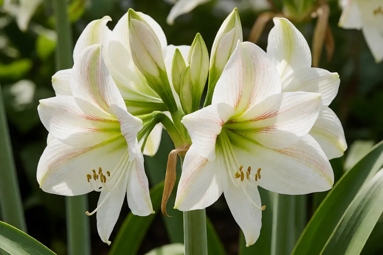 Haste floral de a&ccedil;ucena com bot&otilde;es e flores abertas