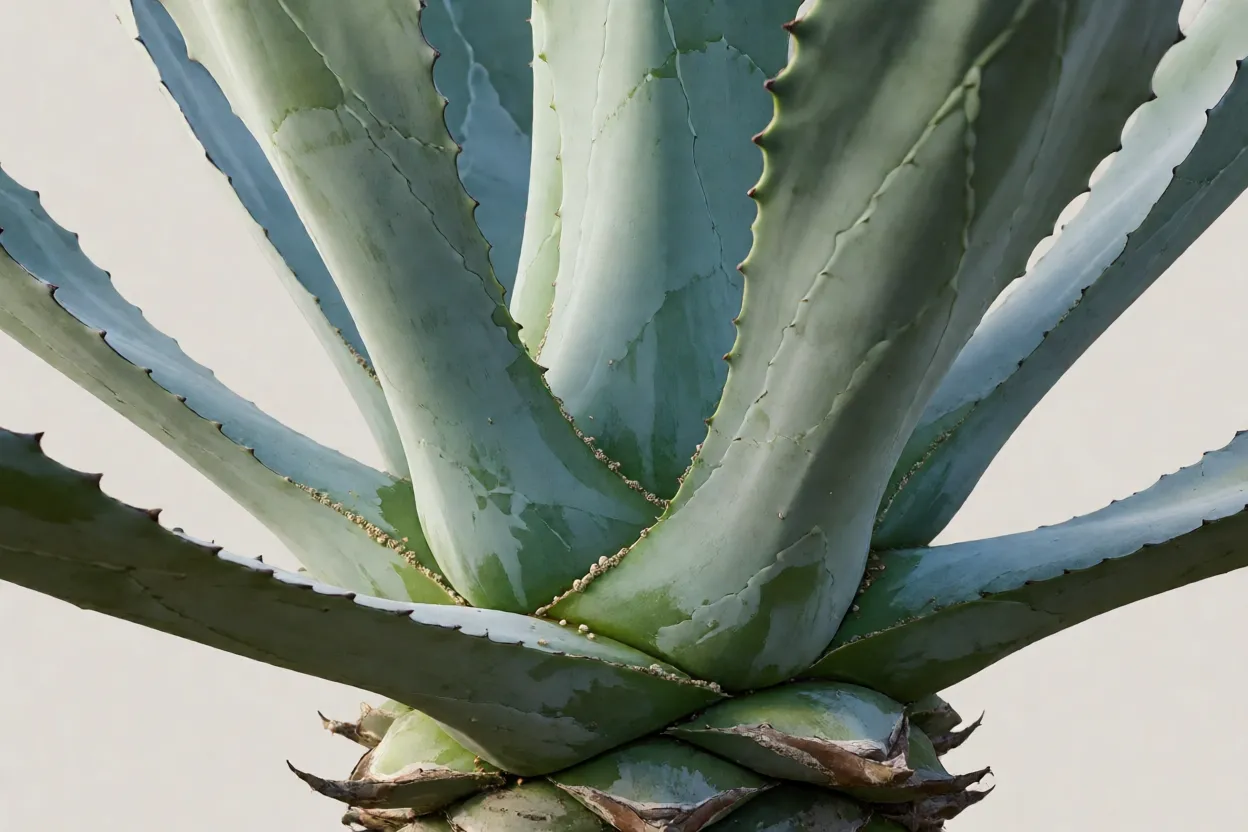 Base de agave com sinais de apodrecimento e cochonilhas