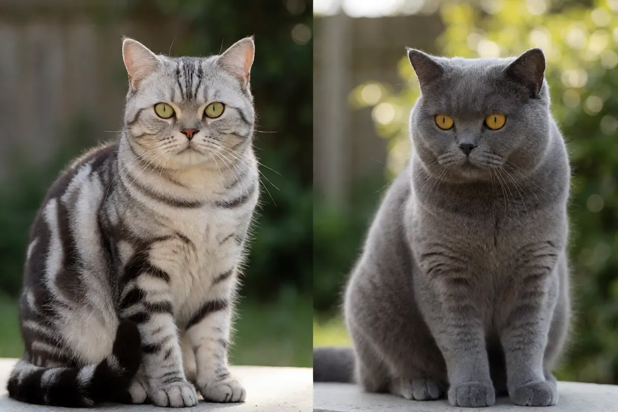 Compara&ccedil;&atilde;o lado a lado de American e British Shorthair