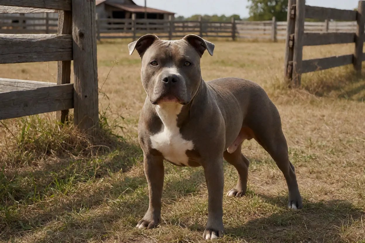 American Staffordshire Terrier hist&oacute;rico em ambiente rural americano