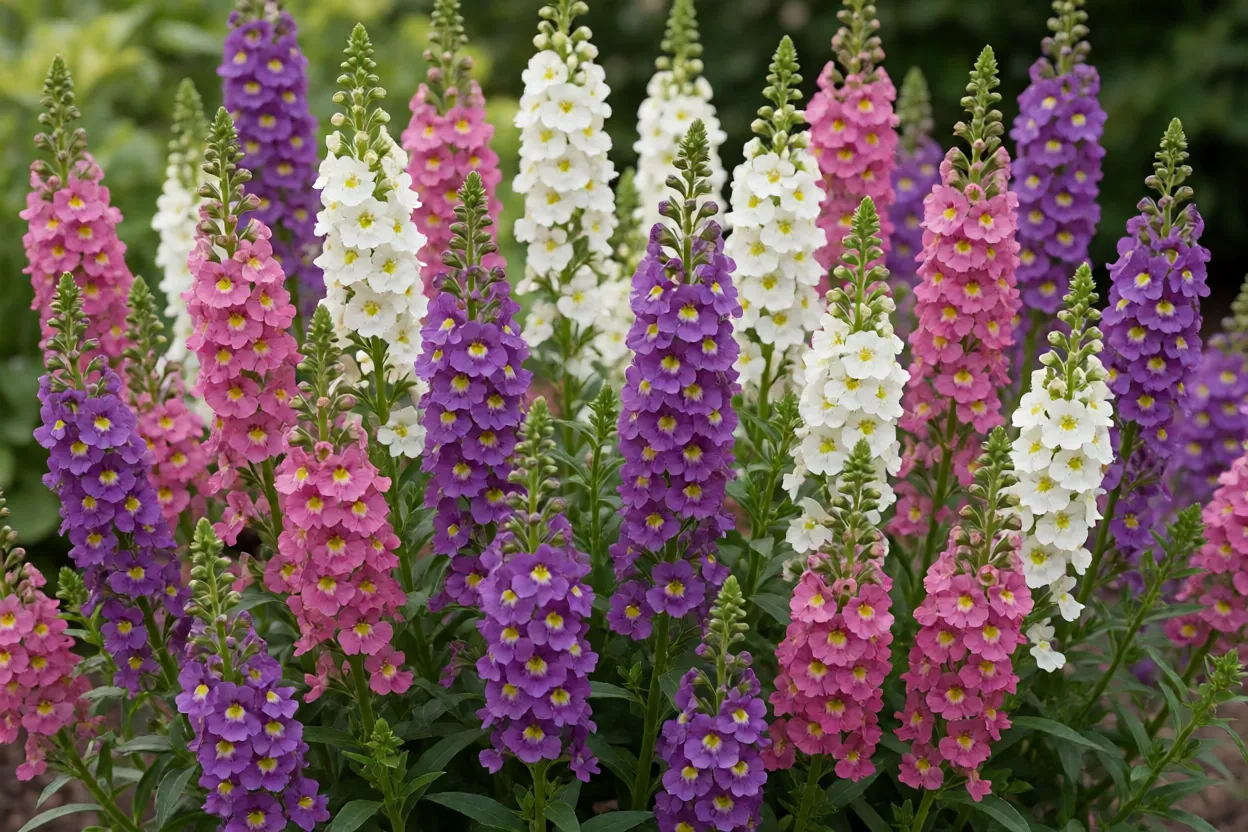 Espigas de flores de Angel&ocirc;nia em diferentes cores