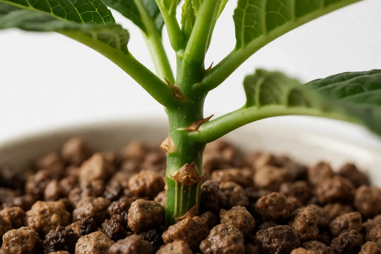 Estacas de Aphelandra enraizando em substrato &uacute;mido