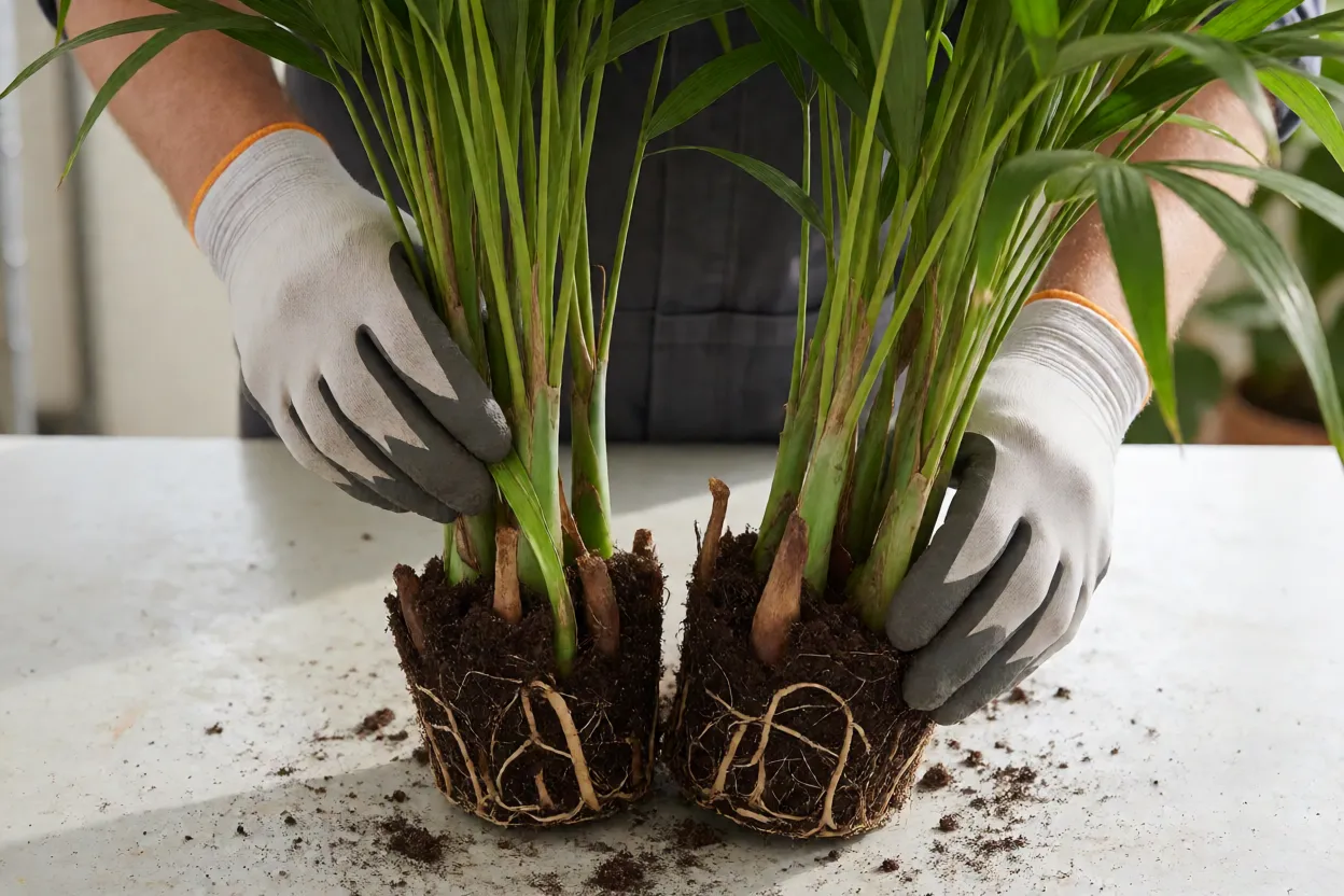Divis&atilde;o de touceira de areca para propaga&ccedil;&atilde;o