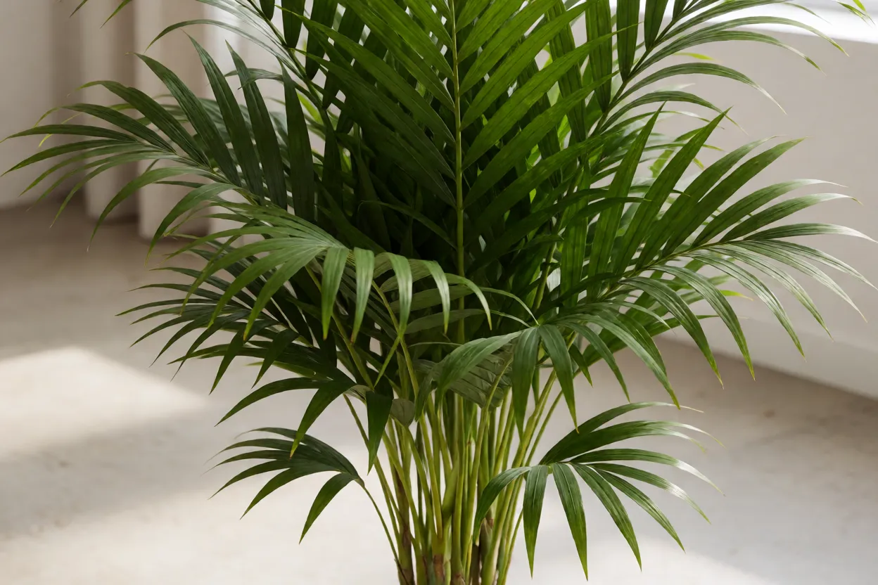 Areca em ambiente interno com boa umidade