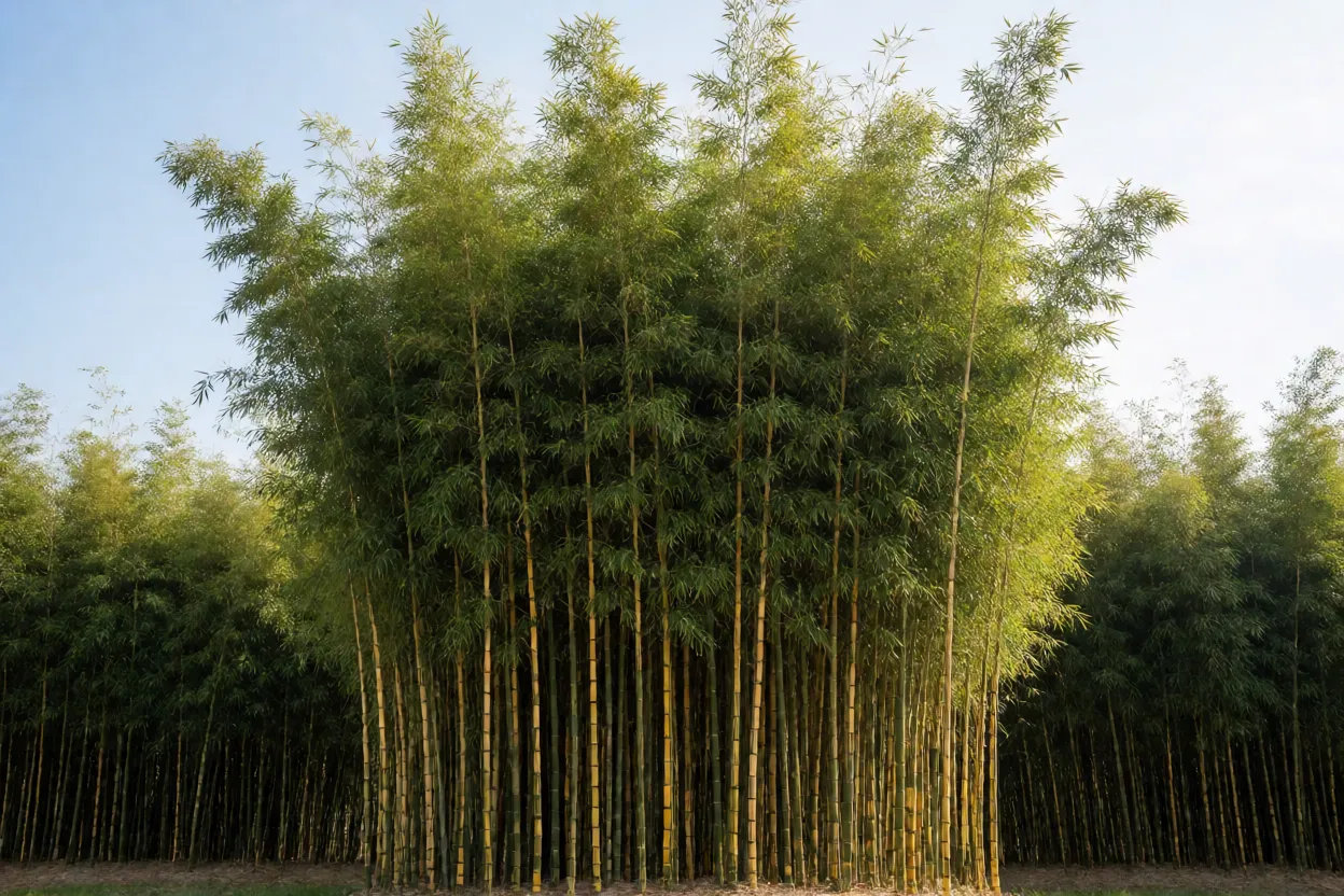 Bambu-imperial adulto mostrando altura e porte em paisagem