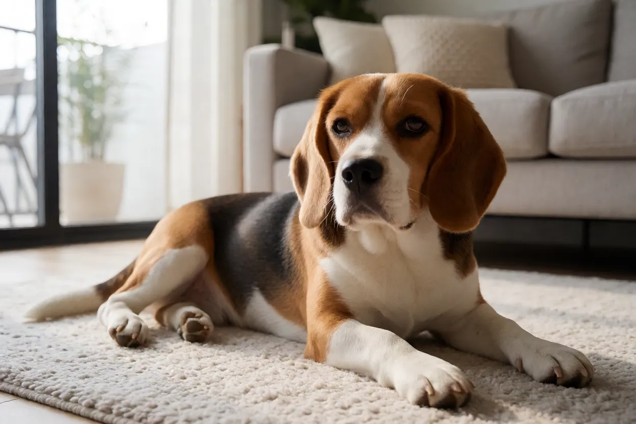 Beagle confort&aacute;vel em apartamento moderno