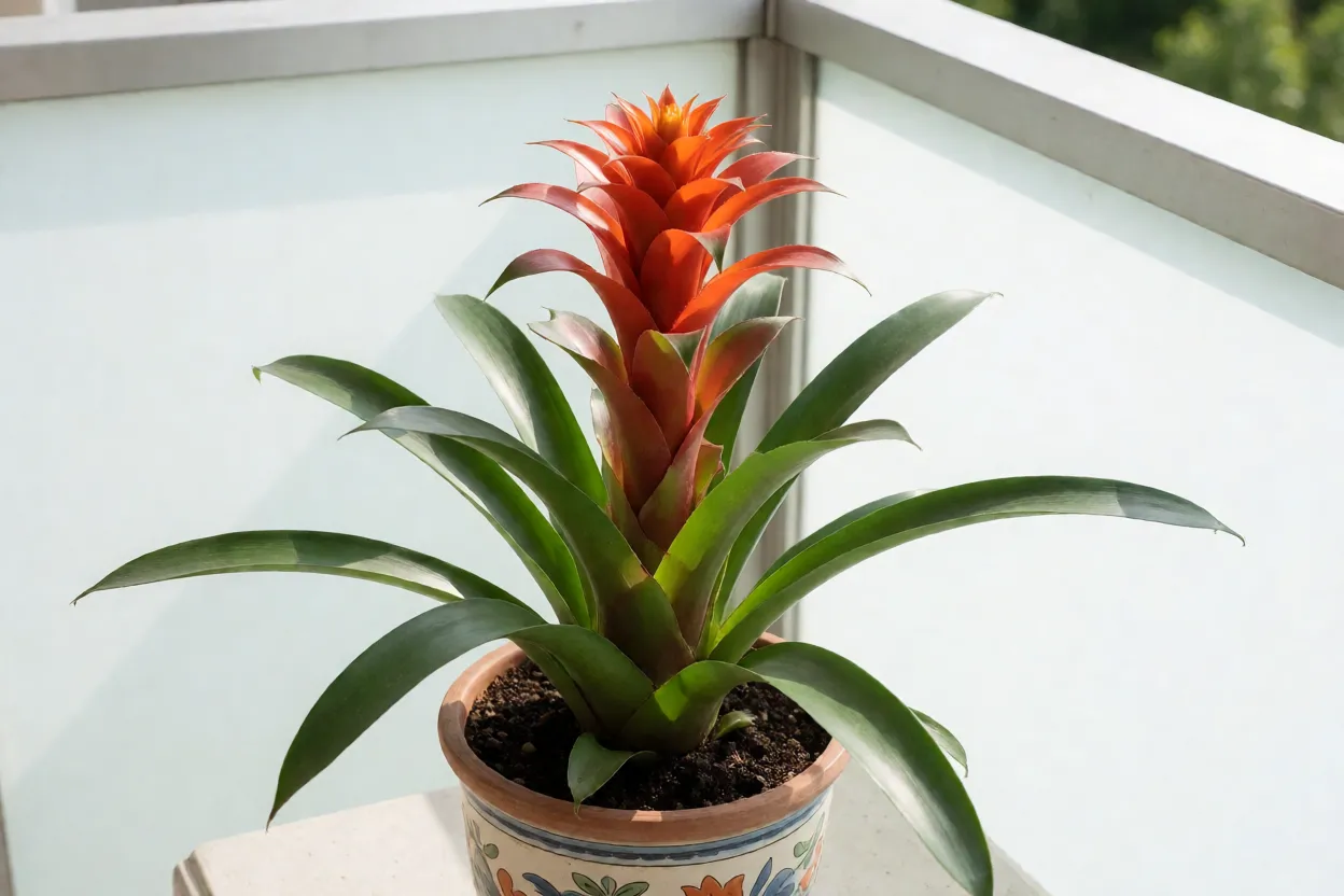 Muda de brom&eacute;lia-imperial em varanda iluminada