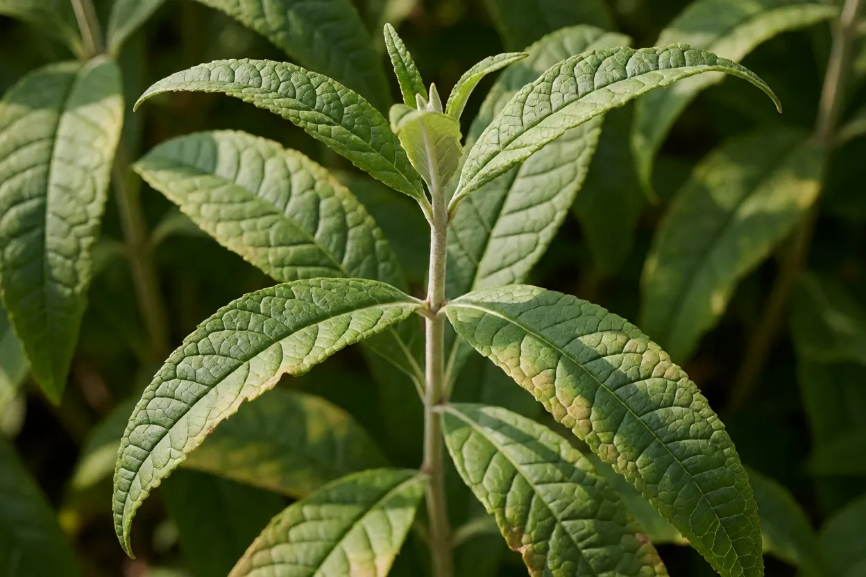Folhas de Buddleia com sinais de estresse h&iacute;drico