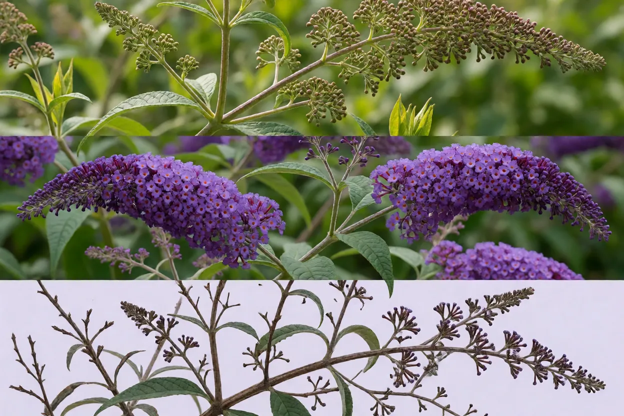 Buddleia em diferentes esta&ccedil;&otilde;es do ano