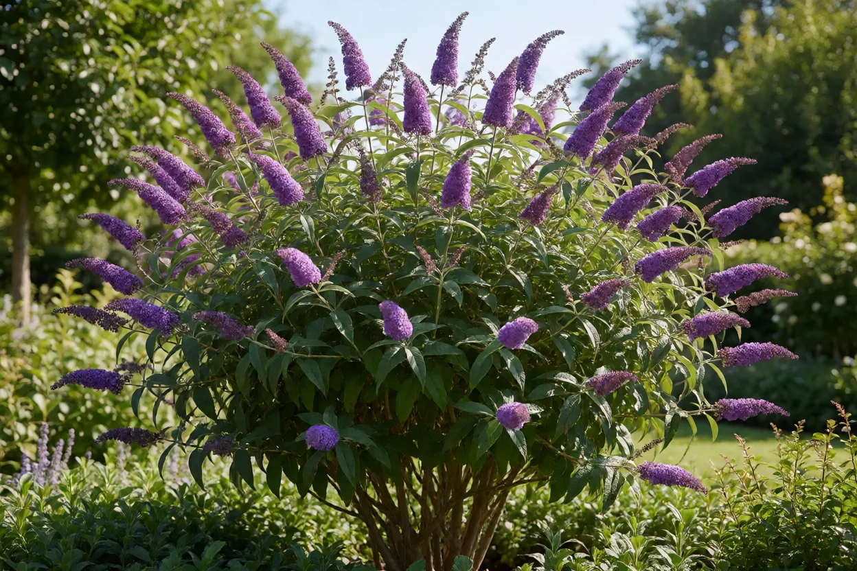 Buddleia cultivada em jardim de clima ameno