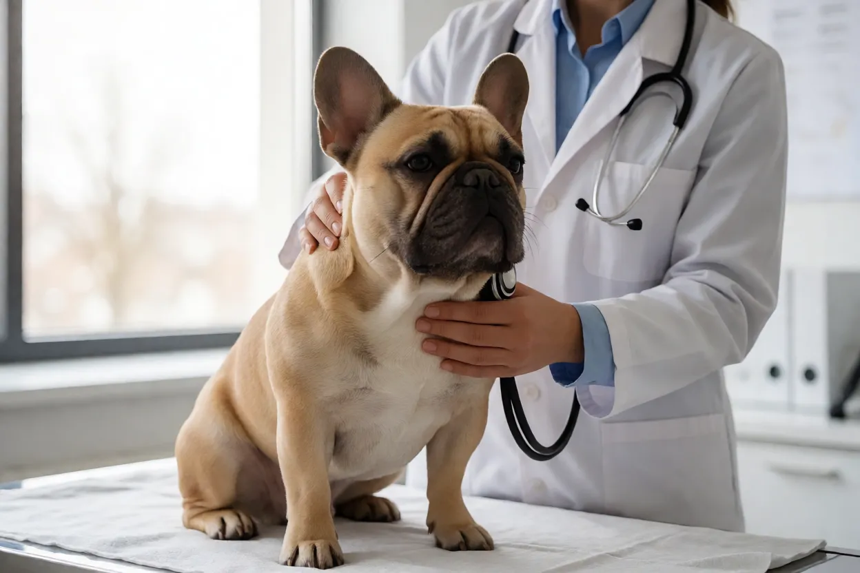 Bulldog Franc&ecirc;s em consulta veterin&aacute;ria de rotina