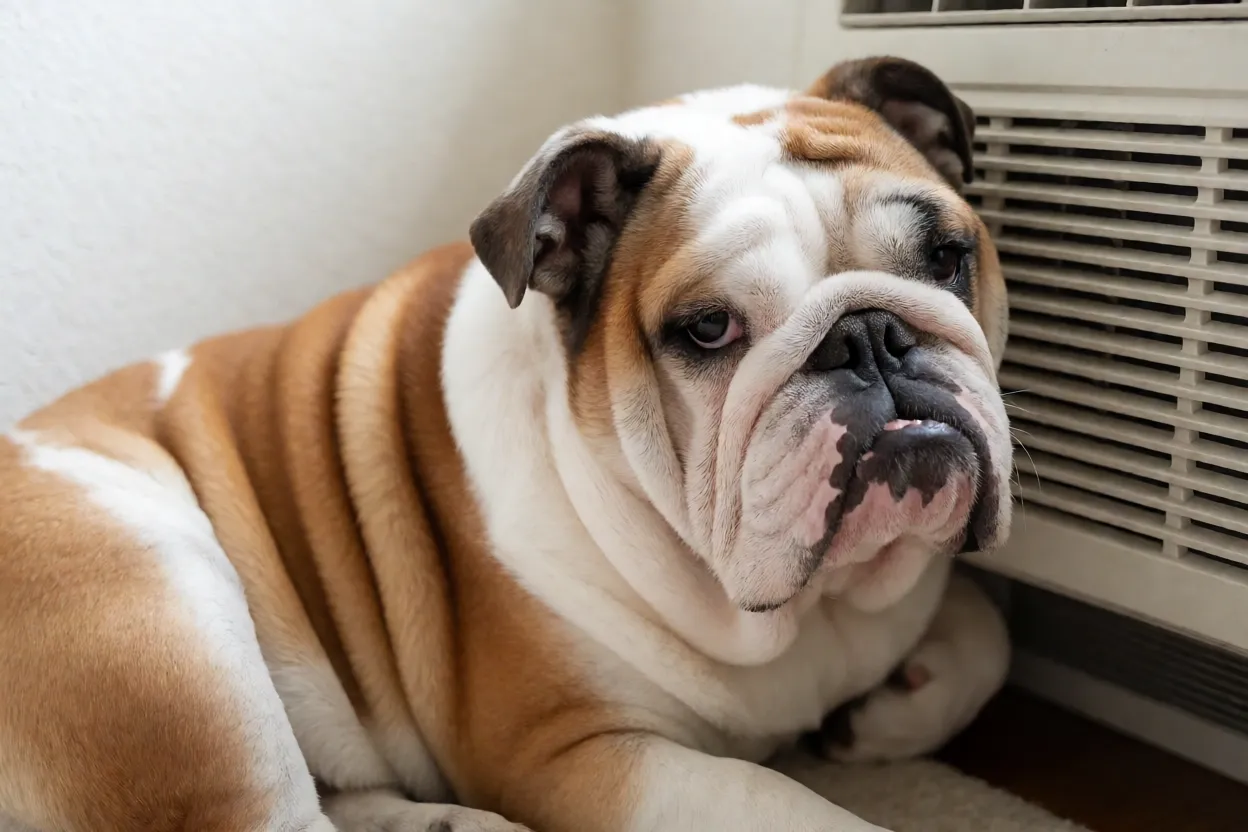Bulldog Inglês: personalidade, tamanho e como cuidar da raça Bulldog Inglês em ambiente fresco com ar-condicionado