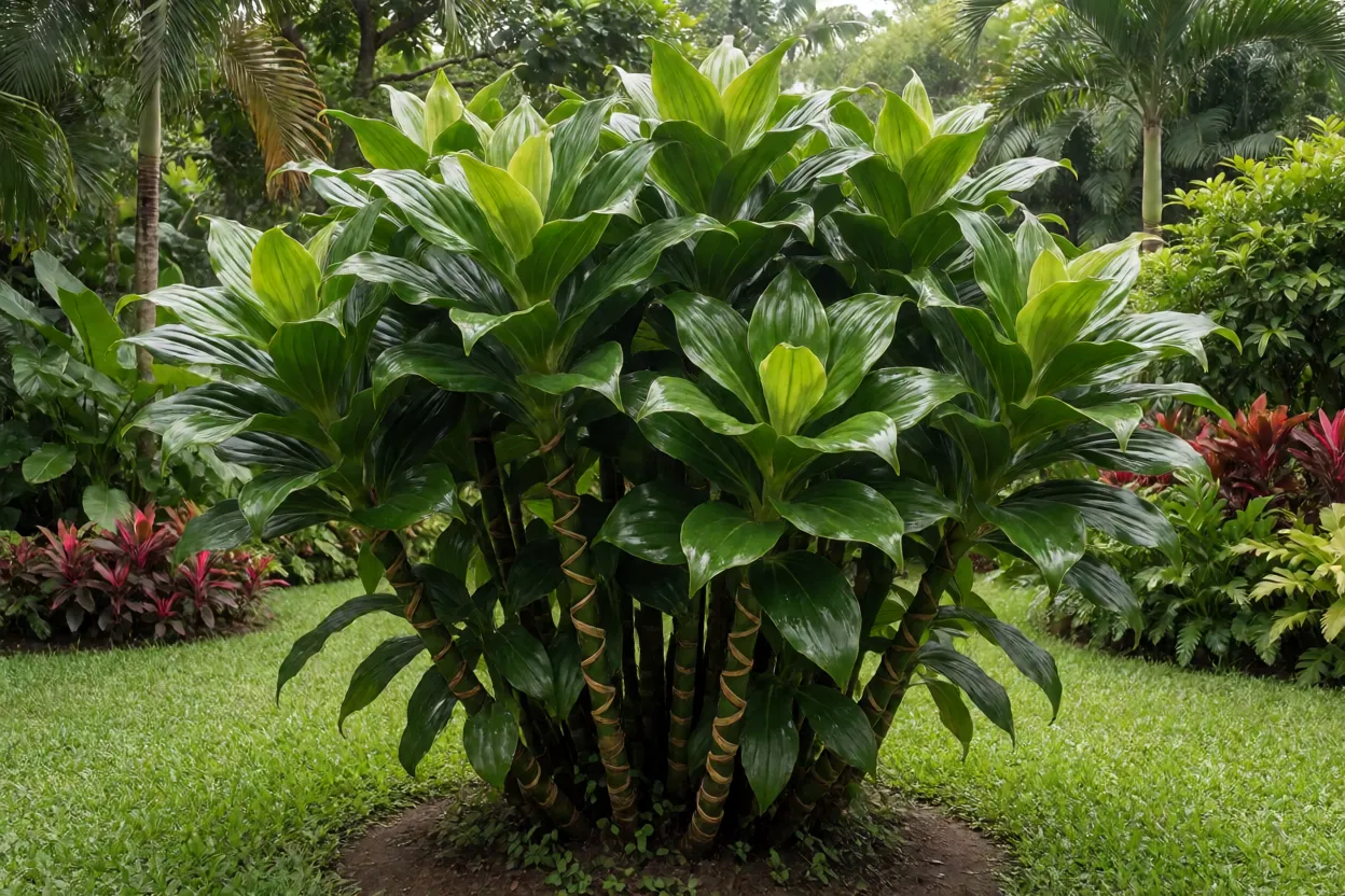 Cana-do-brejo adulta em touceira no jardim tropical