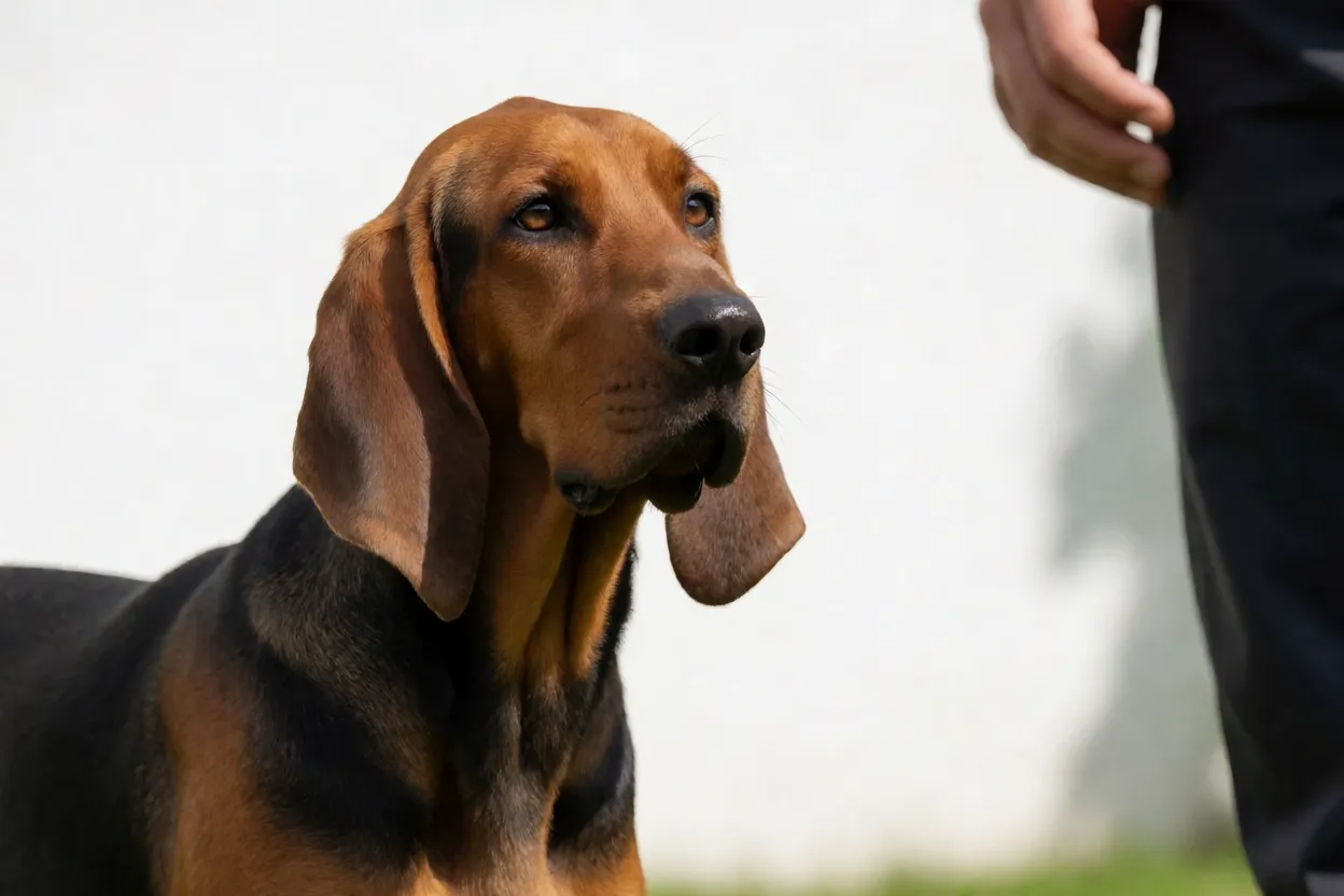 C&atilde;o de Ca&ccedil;a Italiano de Pelo Curto e Sedoso em sess&atilde;o de treino com guia