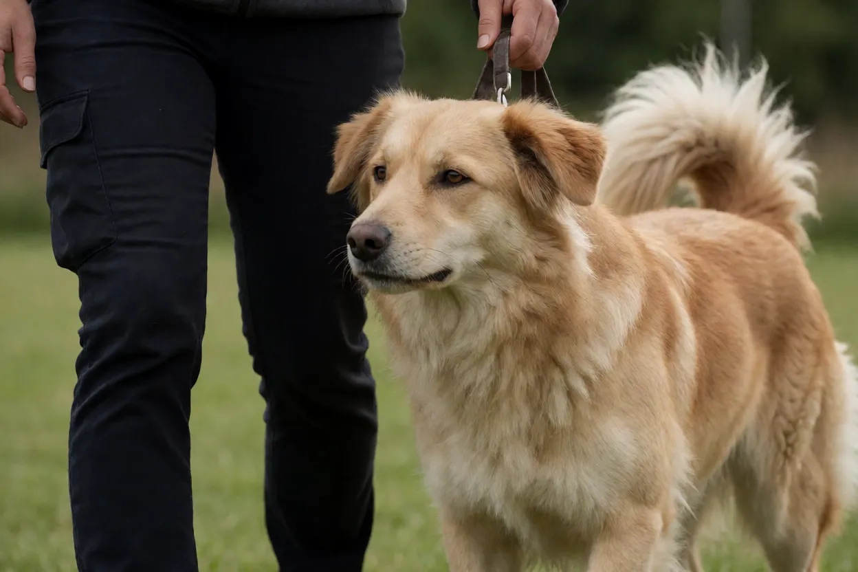 Cão de Canaã: origem, comportamento, características e como cuidar da raça Cão de Canaã em sessão de treinamento com tutor
