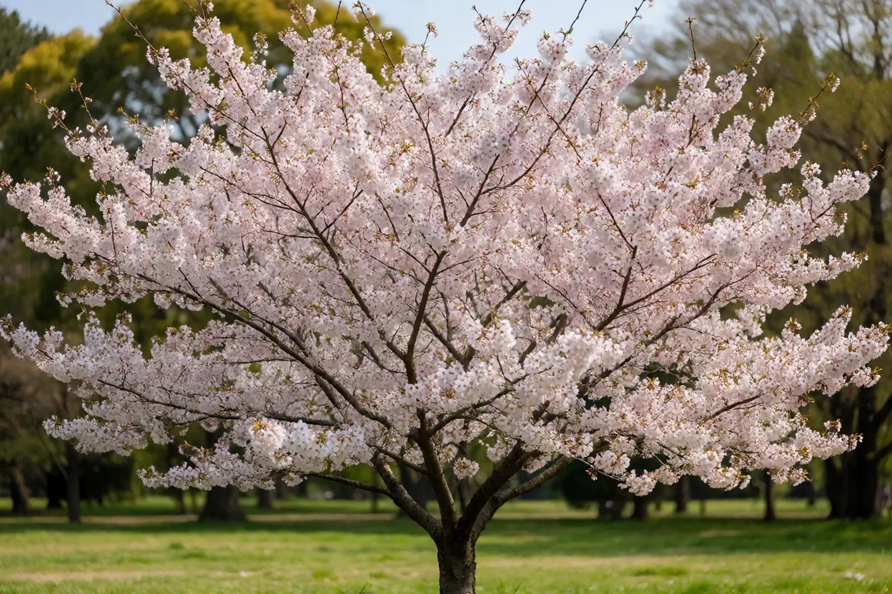 Cerejeira-do-japão Cerejeira-do-japão adulta em plena floração rosa e branca