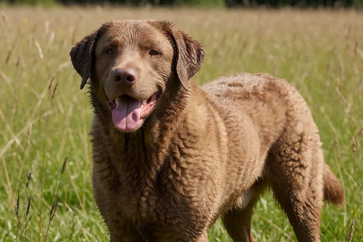 Chesapeake Bay Retriever atento com express&atilde;o alegre