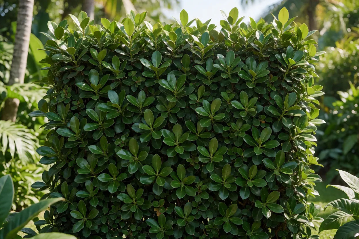 Cl&uacute;sia usada como cerca-viva em jardim tropical