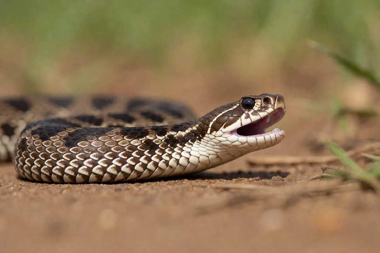 Cobra-de-focinho-de-porco fingindo-se de morta de barriga para cima