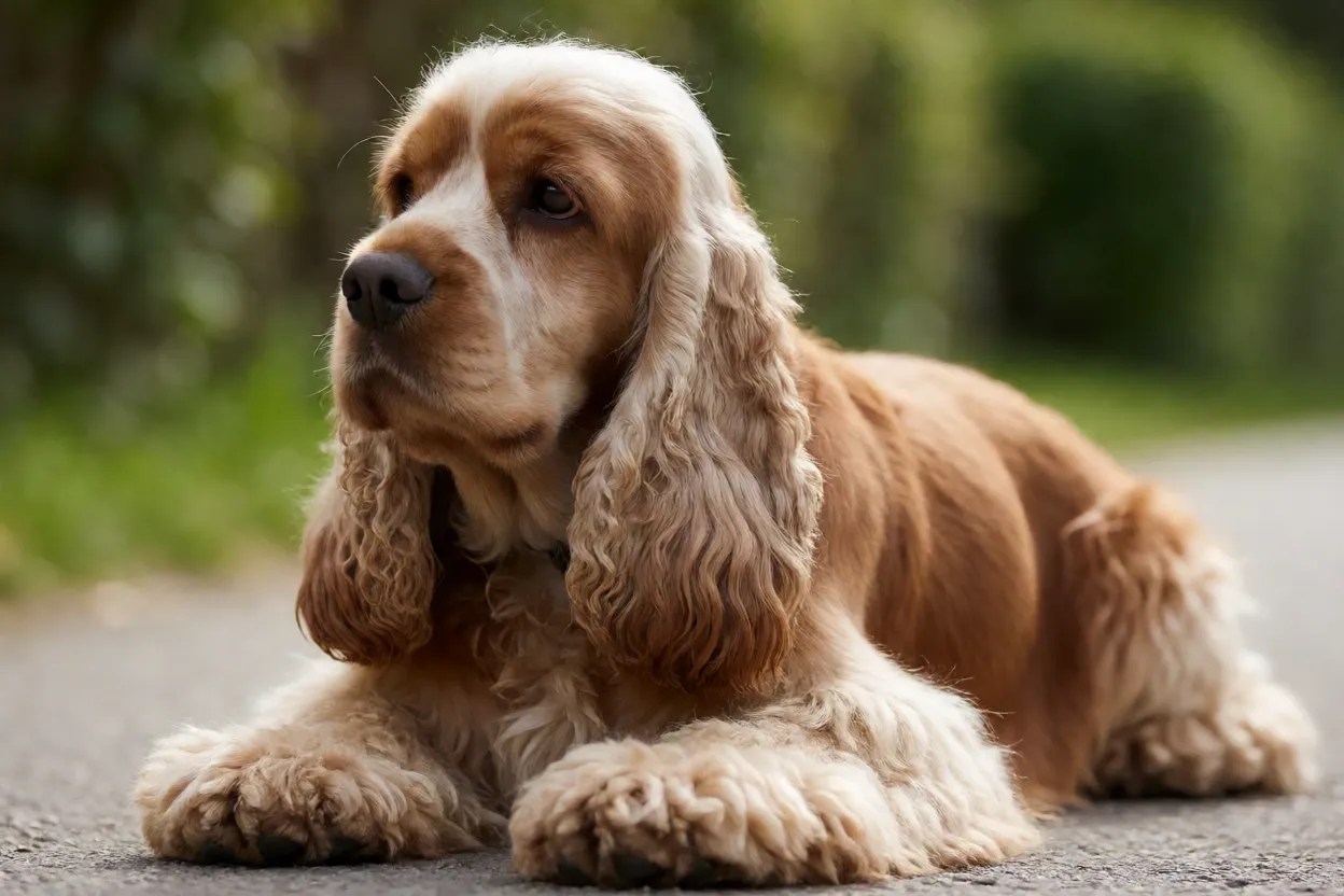 Cocker Spaniel: personalidade, pelagem e como cuidar das orelhas Cocker Spaniel descansando após caminhada com orelhas limpas