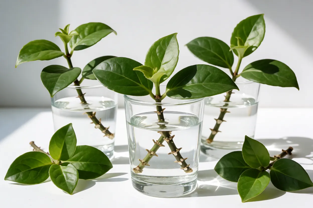 Columéia-batom: características, floração e como cultivar a planta Estacas de columéia-batom enraizando em água