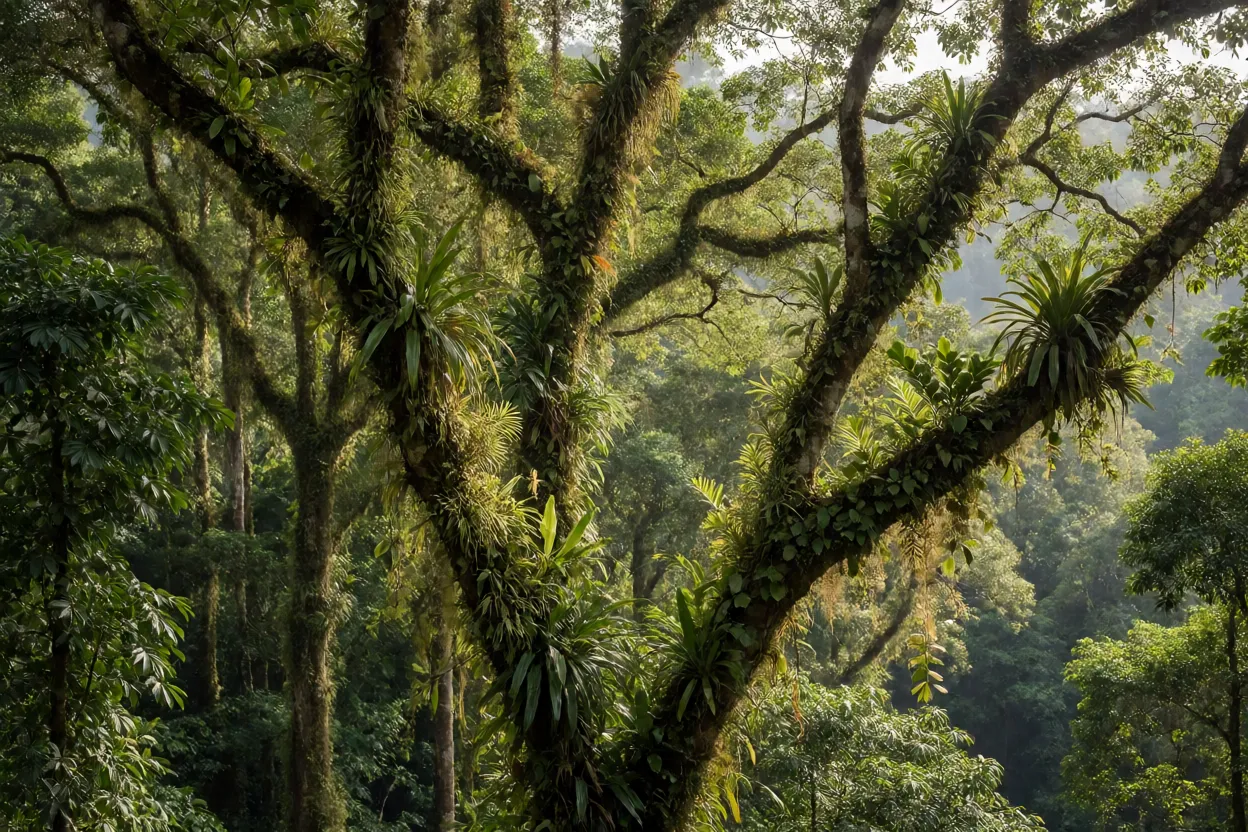 Columéia-batom: características, floração e como cultivar a planta Habitat tropical de epífita em floresta úmida