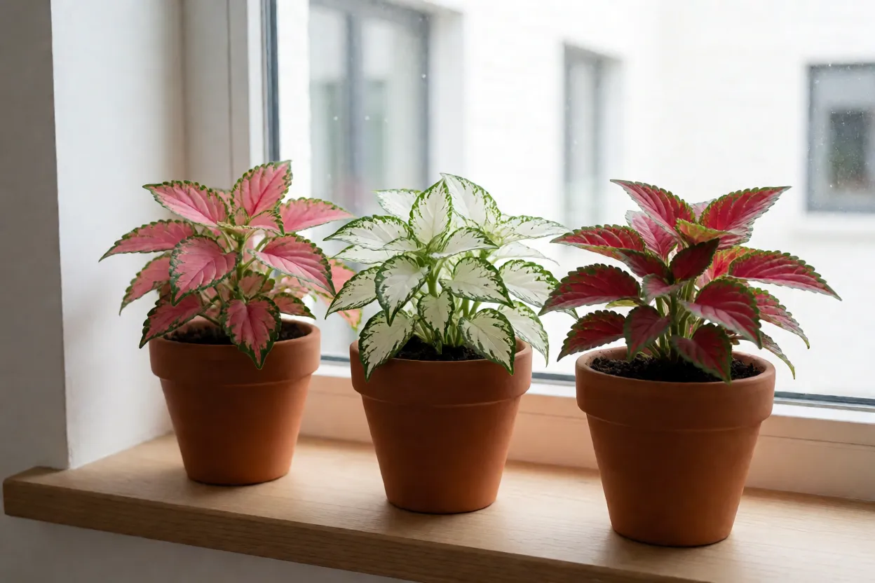 Variedades de Confete Pink Splash, White Splash e Red Splash lado a lado