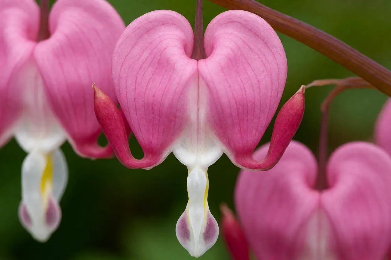 Flor do Cora&ccedil;&atilde;o Sangrento em formato de cora&ccedil;&atilde;o rosa com gota branca