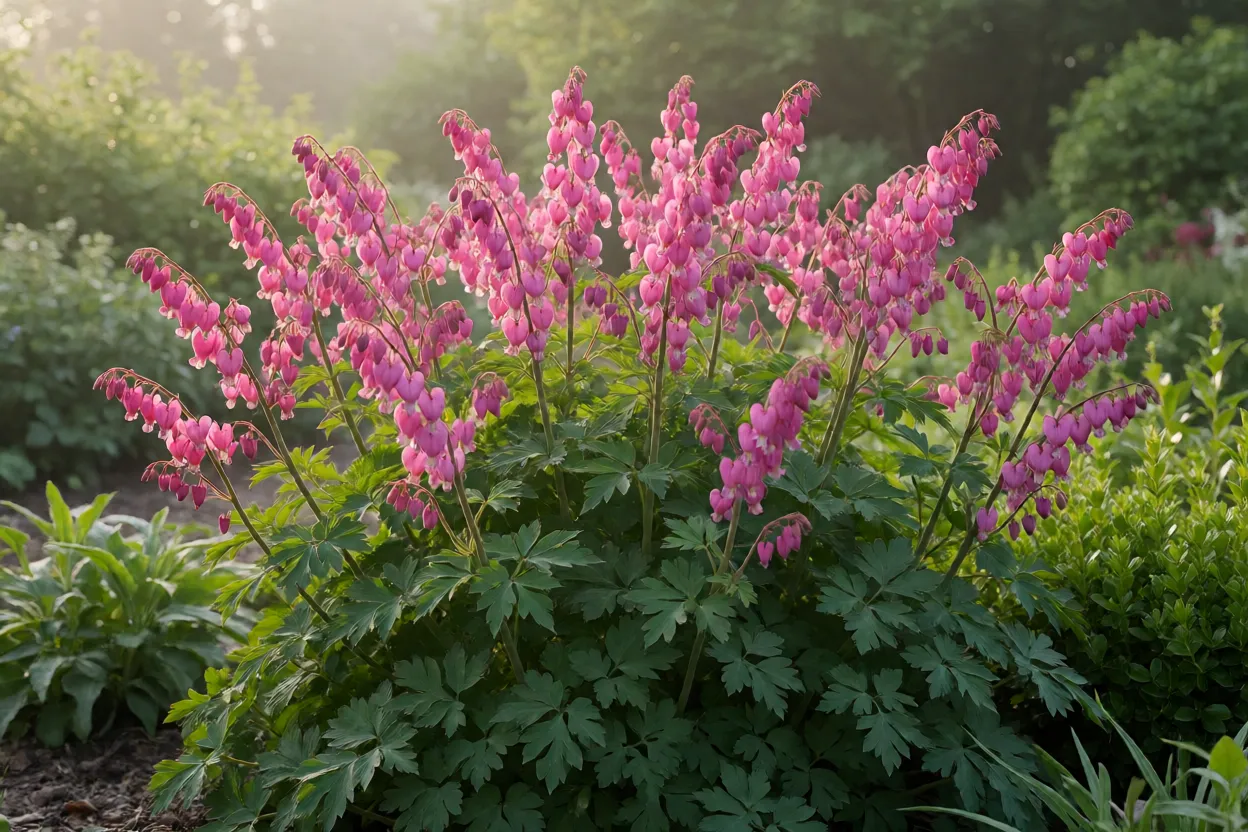 Touceira de Cora&ccedil;&atilde;o Sangrento em plena flora&ccedil;&atilde;o na primavera