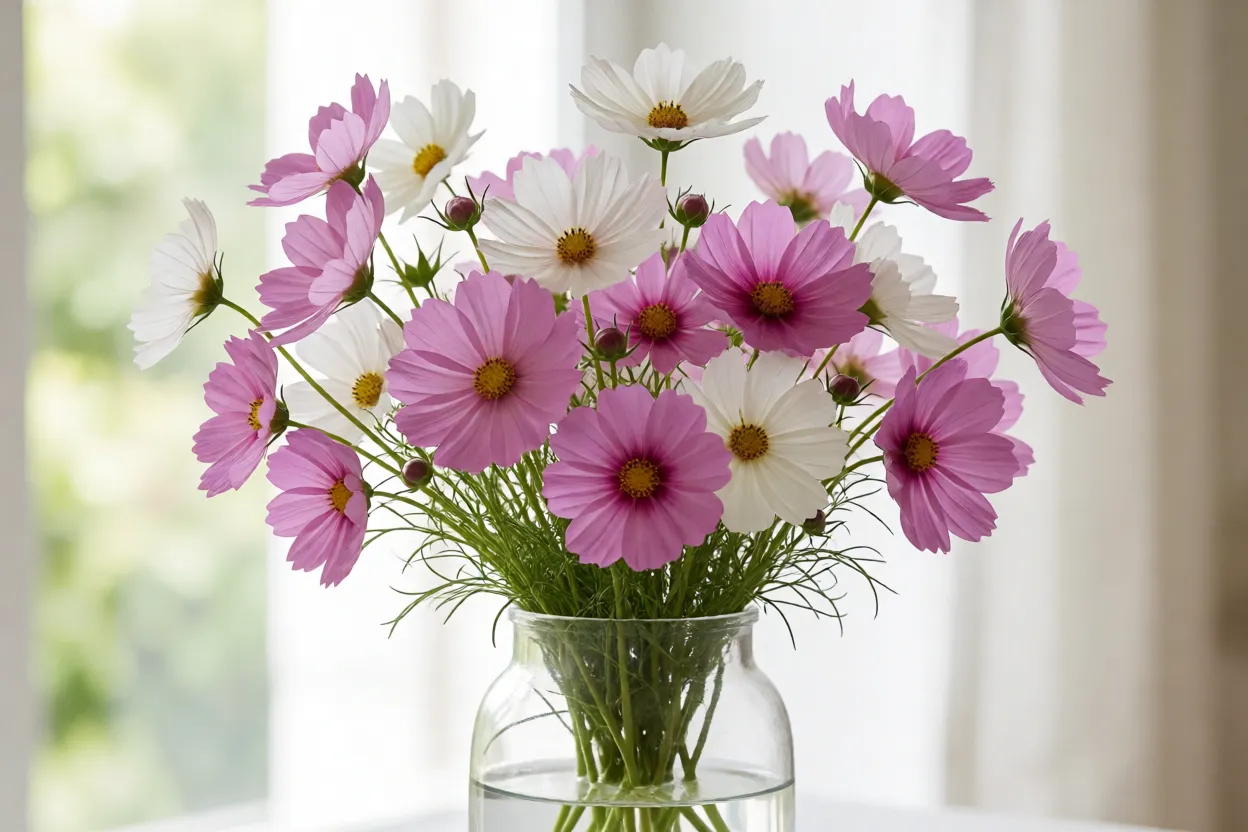 Buquê de flores de cosmos recém-cortadas